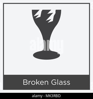 Broken Glass icon isolated on white background with gray frame, sign and symbol Stock Vector