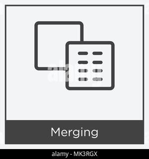Merging icon isolated on white background with gray frame, sign and symbol Stock Vector