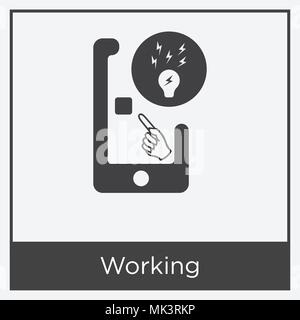 Working icon isolated on white background with gray frame, sign and symbol Stock Vector