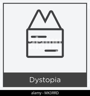 Dystopia icon isolated on white background with gray frame, sign and symbol Stock Vector