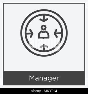 Manager icon isolated on white background with gray frame, sign and symbol Stock Vector