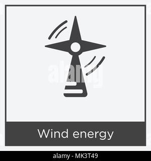 Wind energy icon isolated on white background with gray frame, sign and symbol Stock Vector