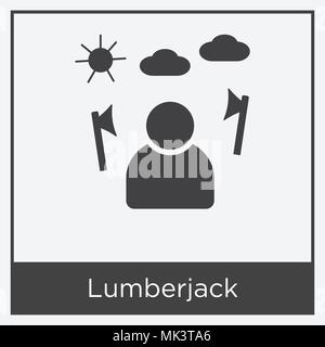 Lumberjack icon isolated on white background with gray frame, sign and symbol Stock Vector