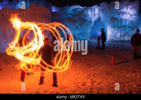 Ice Castle just outside of the Twin Cities Minnesota in Stillwater, Wisconsin Stock Photo