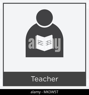 Teacher icon isolated on white background with gray frame, sign and symbol Stock Vector