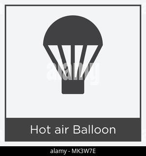 Hot air Balloon icon isolated on white background with gray frame, sign and symbol Stock Vector