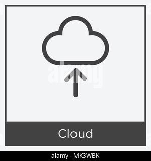 Cloud icon isolated on white background with gray frame, sign and symbol Stock Vector