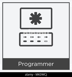 Programmer icon isolated on white background with gray frame, sign and symbol Stock Vector