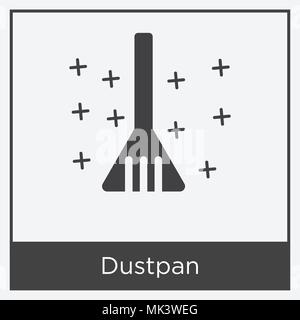 Dustpan icon isolated on white background with gray frame, sign and symbol Stock Vector