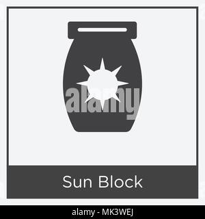 Sun Block icon isolated on white background with gray frame, sign and symbol Stock Vector