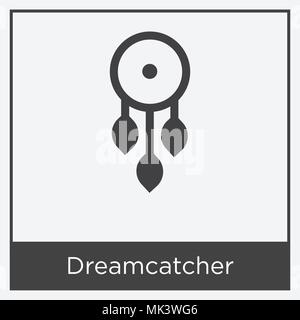 Dreamcatcher icon isolated on white background with gray frame, sign and symbol Stock Vector