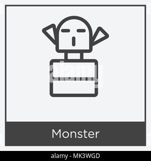 Monster icon isolated on white background with gray frame, sign and symbol Stock Vector