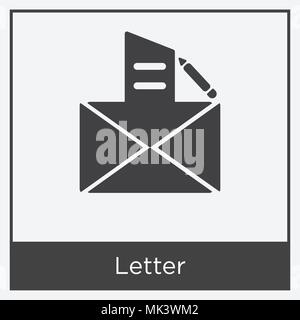 Letter icon isolated on white background with gray frame, sign and symbol Stock Vector