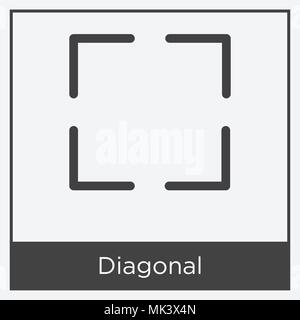 Diagonal icon isolated on white background with gray frame, sign and symbol Stock Vector
