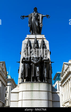 The Guards Crimean War Memorial with the female figure of Honour on top in Waterloo Place, London, UK Stock Photo