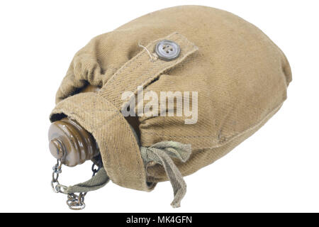 Soviet Army water canteen on white background Stock Photo