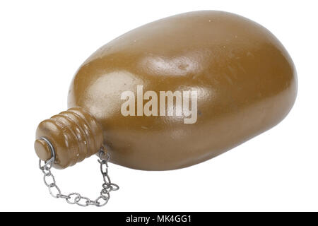 Soviet Army water canteen on white background Stock Photo