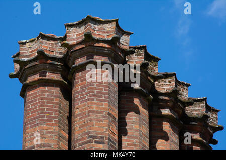 Decorative Elizabethan brick chimneys. Stock Photo