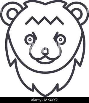 bear head vector line icon, sign, illustration on background, editable strokes Stock Vector