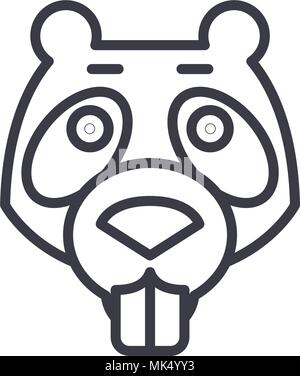 beaver vector line icon, sign, illustration on background, editable strokes Stock Vector