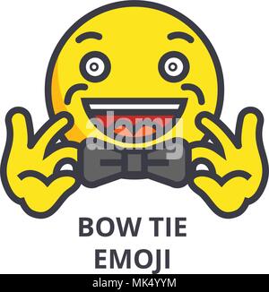 bow tie emoji vector line icon, sign, illustration on background, editable strokes Stock Vector