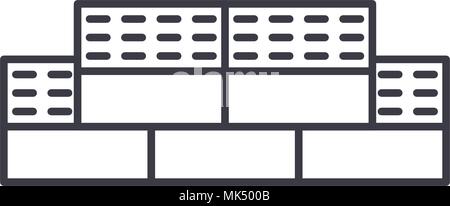 bricks vector line icon, sign, illustration on background, editable strokes Stock Vector