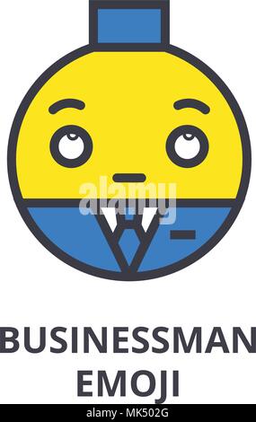 businessman emoji vector line icon, sign, illustration on background, editable strokes Stock Vector
