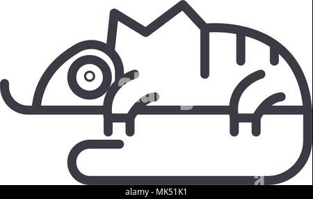 chameleon vector line icon, sign, illustration on background, editable strokes Stock Vector