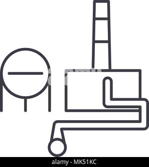 chemical plant vector line icon, sign, illustration on background, editable strokes Stock Vector