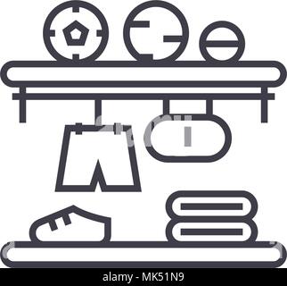 closet shelves vector line icon, sign, illustration on background, editable strokes Stock Vector