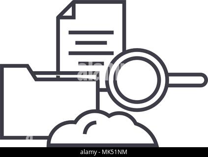 cloud hosting vector line icon, sign, illustration on background, editable strokes Stock Vector