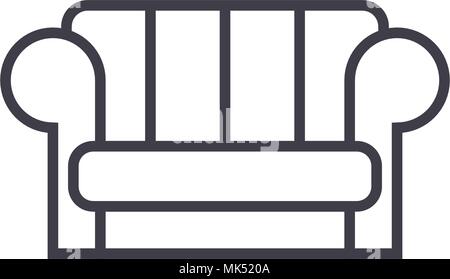 couch vector line icon, sign, illustration on background, editable strokes Stock Vector