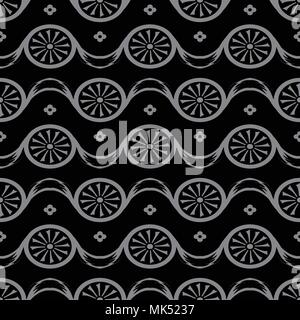 Antique seamless background Round Curve Cross Flower Ribbon, Ideal for wallpaper decoration or greeting card design template. Stock Vector