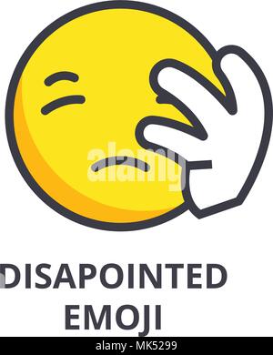 disapointed emoji vector line icon, sign, illustration on background, editable strokes Stock Vector