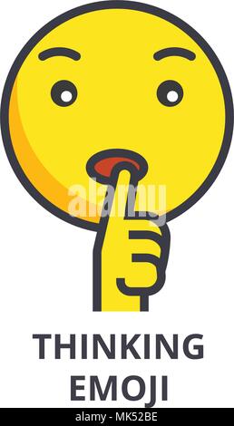 dreaming emoji  vector line icon, sign, illustration on background, editable strokes Stock Vector