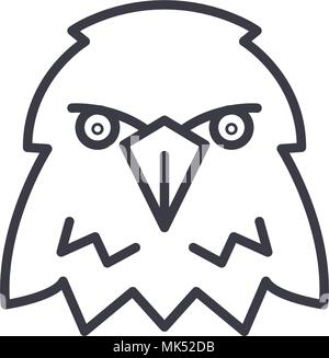eagle head vector line icon, sign, illustration on background, editable strokes Stock Vector