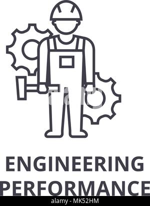 engineering performance vector line icon, sign, illustration on background, editable strokes Stock Vector