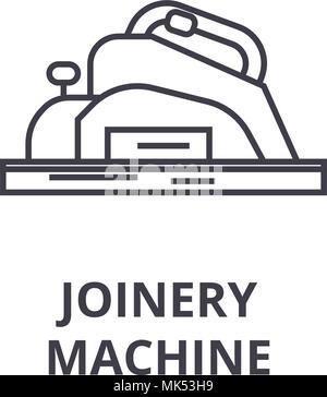 joinery machine vector line icon, sign, illustration on background, editable strokes Stock Vector
