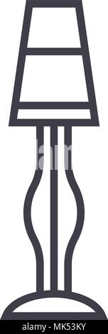 lamp stand vector line icon, sign, illustration on background, editable strokes Stock Vector