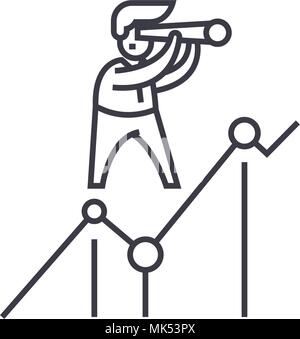 looking for opportunities vector line icon, sign, illustration on background, editable strokes Stock Vector