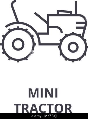 mini tractor vector line icon, sign, illustration on background, editable strokes Stock Vector