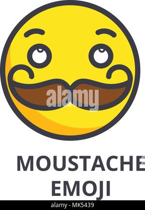 moustache emoji vector line icon, sign, illustration on background, editable strokes Stock Vector