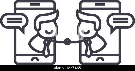 online consolidation vector line icon, sign, illustration on background, editable strokes Stock Vector