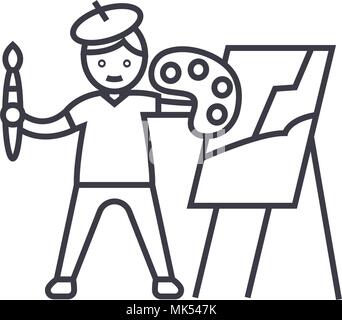 painter easel outline on white background, vector illustration Stock ...