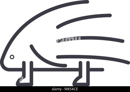 porcupine vector line icon, sign, illustration on background, editable strokes Stock Vector