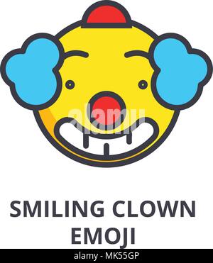 smiling clown emoji vector line icon, sign, illustration on background, editable strokes Stock Vector