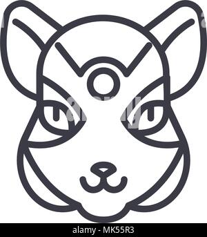 squirrel head vector line icon, sign, illustration on background, editable strokes Stock Vector