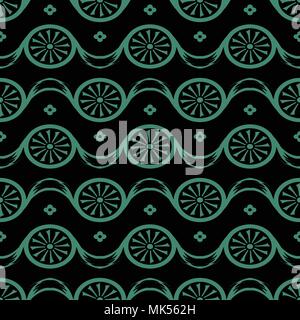 Antique seamless background Round Curve Cross Flower Ribbon, Ideal for wallpaper decoration or greeting card design template. Stock Vector