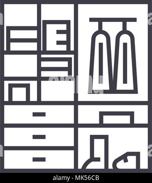 wardrobe vector line icon, sign, illustration on background, editable strokes Stock Vector