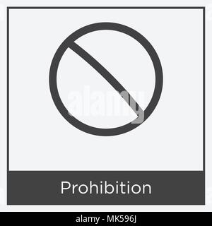 Prohibition icon isolated on white background with gray frame, sign and symbol Stock Vector